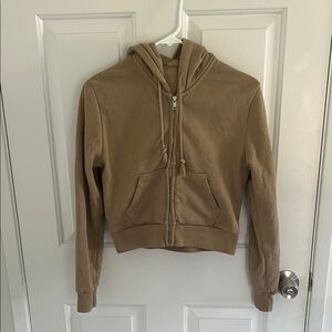 Brandy Melville tan zip up hoodie